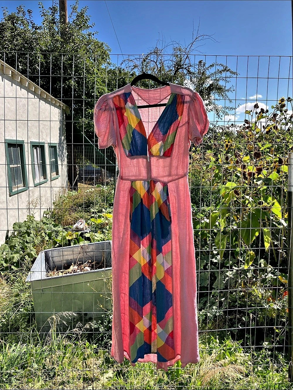 Women's Geometric Maxi Dress in Pink & Multicolor